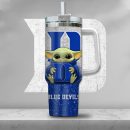 NCAA Duke Blue Devils Baby Yoda Custom Stanley Quencher 30oz-40oz Stainless Steel Tumbler Hot And Cold Tumbler