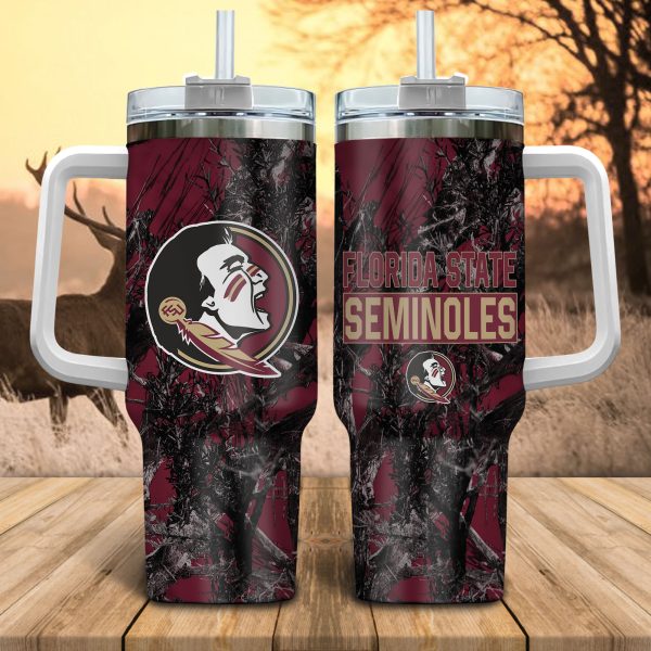 Florida State Seminoles NCAA Hunting Custom Stanley Quencher 30oz-40oz Stainless Steel Tumbler Hot And Cold Tumbler
