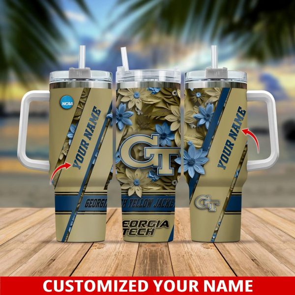 Georgia Tech Yellow Jackets NCAA Custom Stanley Quencher 30oz-40oz Stainless Steel Tumbler Hot And Cold Tumbler