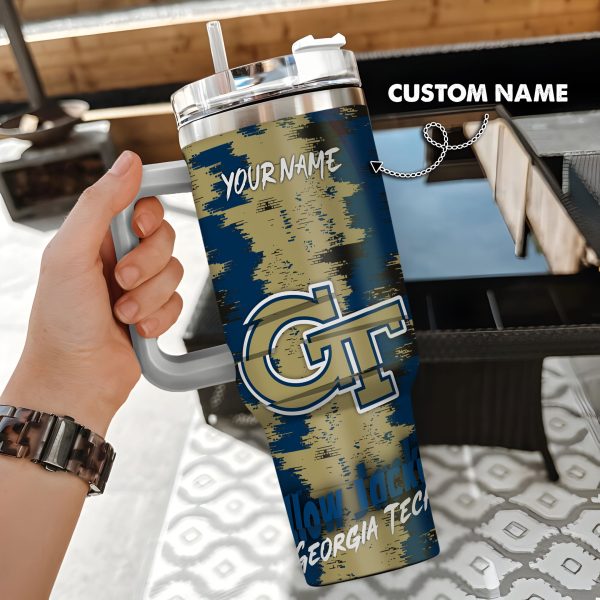 Georgia Tech Yellow Jackets NCAA Custom Stanley Quencher 30oz-40oz Stainless Steel Tumbler Hot And Cold Tumbler
