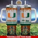 Miami Hurricanes Glitter NCAA Custom Stanley Quencher 30oz-40oz Stainless Steel Tumbler Hot And Cold Tumbler