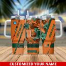 Miami Hurricanes NCAA Custom Stanley Quencher 30oz-40oz Stainless Steel Tumbler Hot And Cold Tumbler