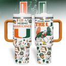 Miami Hurricanes NCAA Custom Stanley Quencher 30oz-40oz Stainless Steel Tumbler Hot And Cold Tumbler