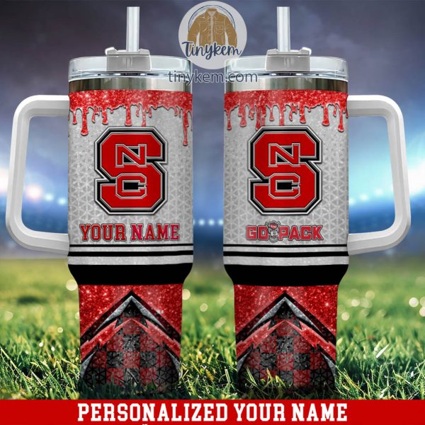 NC State Wolfpack Glitter NCAA Custom Stanley Quencher 30oz-40oz Stainless Steel Tumbler Hot And Cold Tumbler