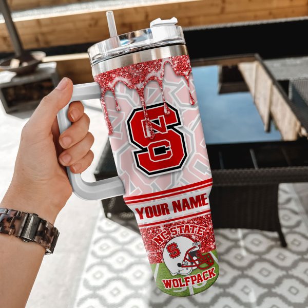 NC State Wolfpack NCAA Glitter Custom Stanley Quencher 30oz-40oz Stainless Steel Tumbler Hot And Cold Tumbler - Image 2
