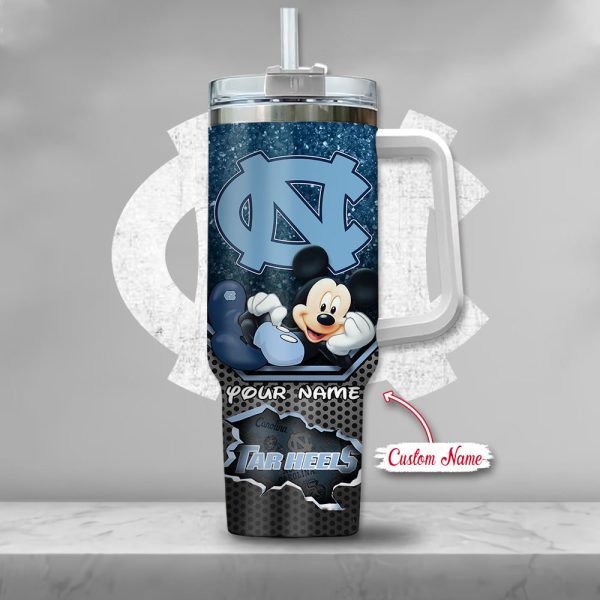 North Carolina Tar Heels NCAA Mickey Mouse Custom Stanley Quencher 30oz-40oz Stainless Steel Tumbler Hot And Cold Tumbler - Image 2