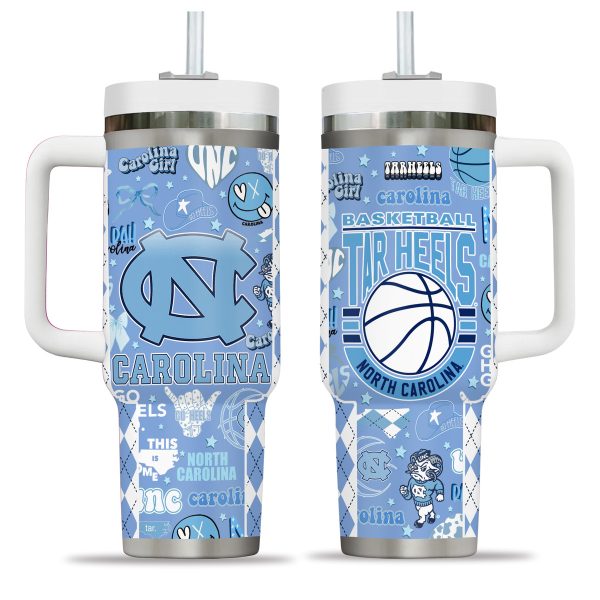 North Carolina Tar Heels basketball NCAA Custom Stanley Quencher 30oz-40oz Stainless Steel Tumbler Hot And Cold Tumbler - Image 2