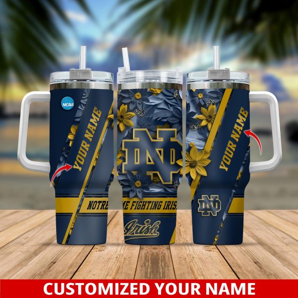 Notre Dame Fighting Irish NCAA Custom Stanley Quencher 30oz-40oz Stainless Steel Tumbler Hot And Cold Tumbler