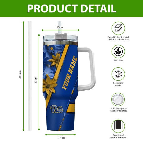 Pittsburgh Panthers NCAA Custom Stanley Quencher 30oz-40oz Stainless Steel Tumbler Hot And Cold Tumbler - Image 2
