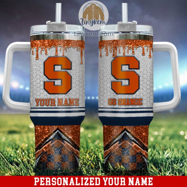 Syracuse Orange Glitter NCAA Custom Stanley Quencher 30oz-40oz Stainless Steel Tumbler Hot And Cold Tumbler
