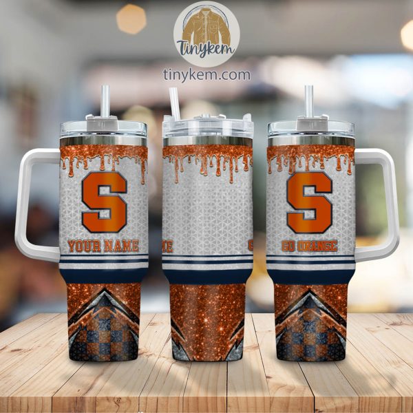 Syracuse Orange Glitter NCAA Custom Stanley Quencher 30oz-40oz Stainless Steel Tumbler Hot And Cold Tumbler - Image 2