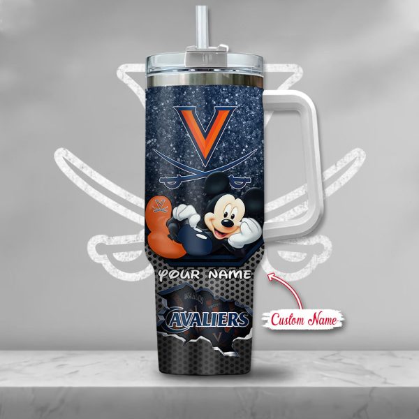 NCAA Virginia Cavaliers Mickey Mouse Custom Stanley Quencher 30oz-40oz Stainless Steel Tumbler Hot And Cold Tumbler - Image 2
