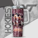 NCAA Virginia Tech Hokies Mickey And Minnie Couple Custom Stanley Quencher 30oz-40oz Stainless Steel Tumbler Hot And Cold Tumbler