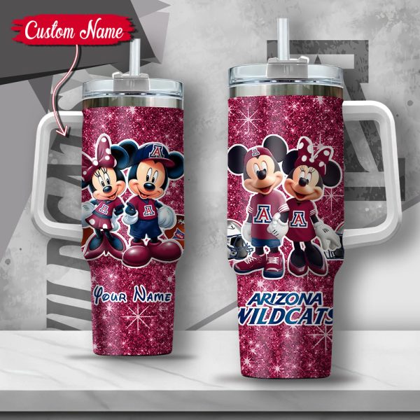 NCAA Arizona Wildcats Mickey And Minnie Couple Custom Stanley Quencher 30oz-40oz Stainless Steel Tumbler Hot And Cold Tumbler