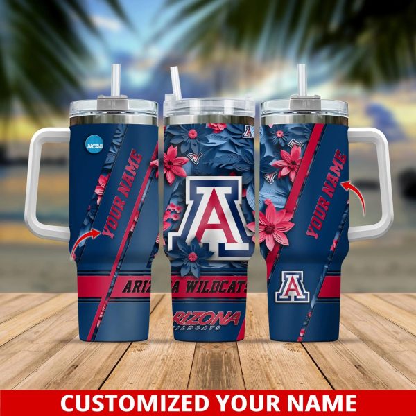Arizona Wildcats NCAA Custom Stanley Quencher 30oz-40oz Stainless Steel Tumbler Hot And Cold Tumbler