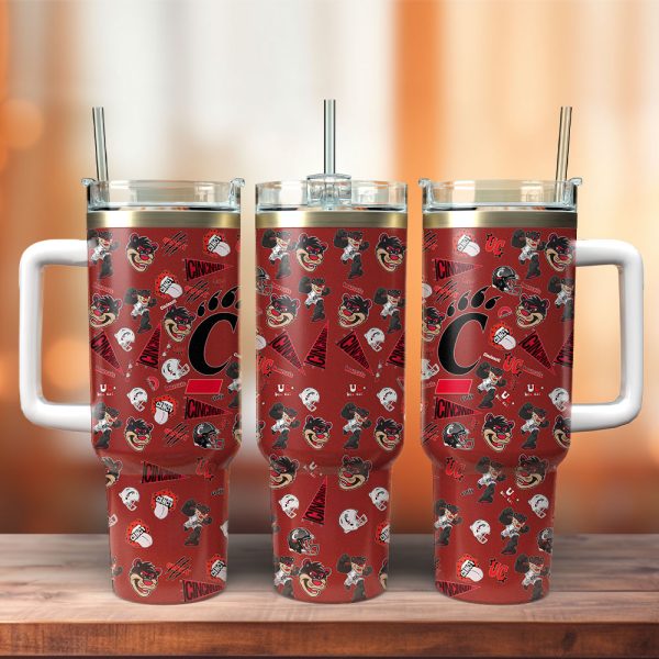 Cincinnati Bearcats NCAA Sports Custom Stanley Quencher 30oz-40oz Stainless Steel Tumbler Hot And Cold Tumbler