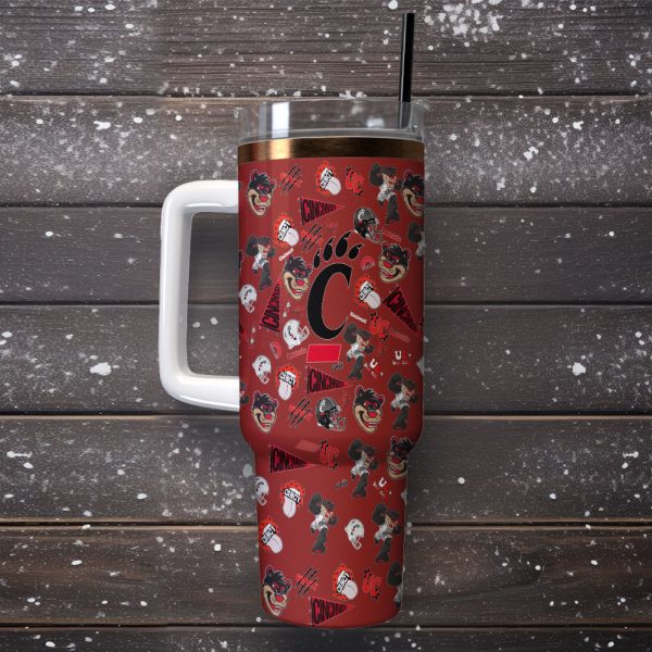 Cincinnati Bearcats NCAA Sports Custom Stanley Quencher 30oz-40oz Stainless Steel Tumbler Hot And Cold Tumbler - Image 2
