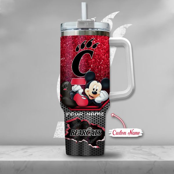 Cincinnati Bearcats NCAA Mickey Mouse Custom Stanley Quencher 30oz-40oz Stainless Steel Tumbler Hot And Cold Tumbler - Image 2