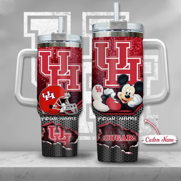 Houston Cougars NCAA Mickey Mouse Custom Stanley Quencher 30oz-40oz Stainless Steel Tumbler Hot And Cold Tumbler
