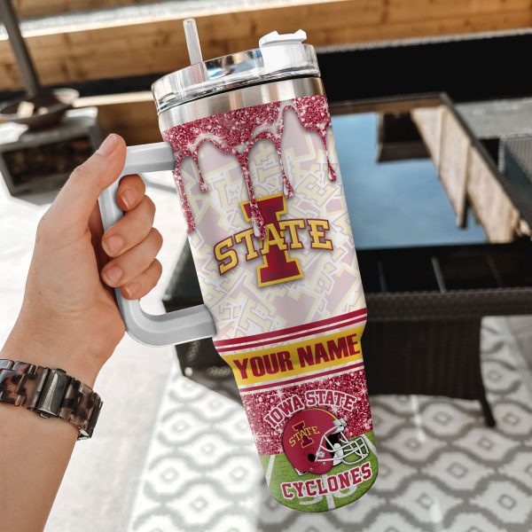 Iowa State Cyclones NCAA Glitter Custom Stanley Quencher 30oz-40oz Stainless Steel Tumbler Hot And Cold Tumbler - Image 2