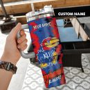 Kansas Jayhawks NCAA Custom Stanley Quencher 30oz-40oz Stainless Steel Tumbler Hot And Cold Tumbler