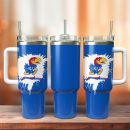 Kansas Jayhawks Basketball NCAA Sport Custom Stanley Quencher 30oz-40oz Stainless Steel Tumbler Hot And Cold Tumbler