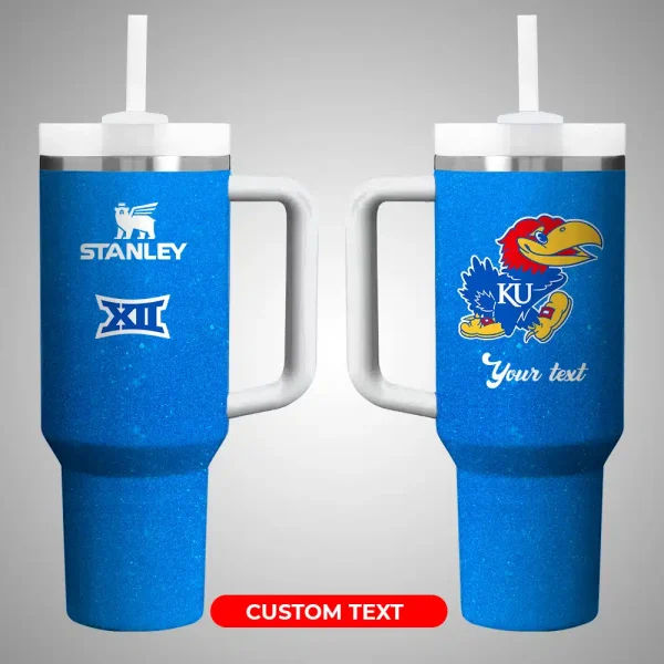 Kansas Jayhawks NCAA Custom Stanley Quencher 30oz-40oz Stainless Steel