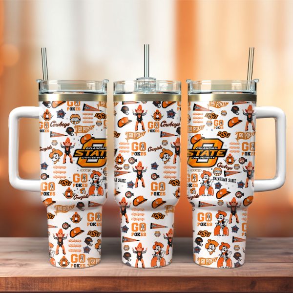 Oklahoma State Cowboys NCAA Sports Custom Stanley Quencher 30oz-40oz Stainless Steel Tumbler Hot And Cold Tumbler