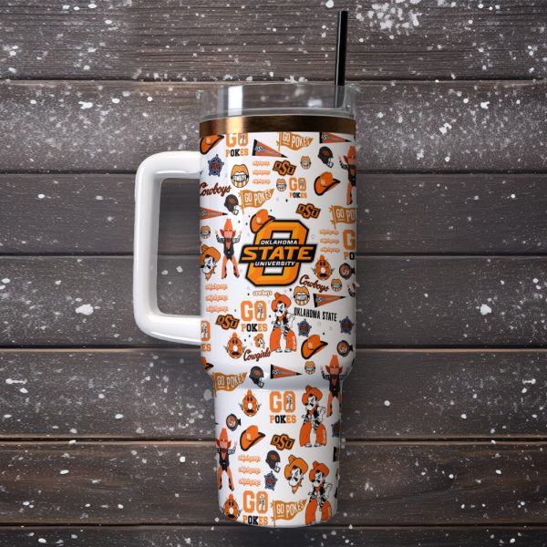 Oklahoma State Cowboys NCAA Sports Custom Stanley Quencher 30oz-40oz Stainless Steel Tumbler Hot And Cold Tumbler - Image 2