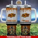 Oklahoma State Cowboys Glitter NCAA Custom Stanley Quencher 30oz-40oz Stainless Steel Tumbler Hot And Cold Tumbler