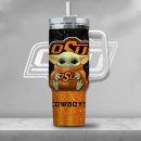 NCAA Oklahoma State Cowboys Baby Yoda Custom Stanley Quencher 30oz-40oz Stainless Steel Tumbler Hot And Cold Tumbler