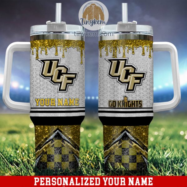 UCF Knights Glitter NCAA Custom Stanley Quencher 30oz-40oz Stainless Steel Tumbler Hot And Cold Tumbler