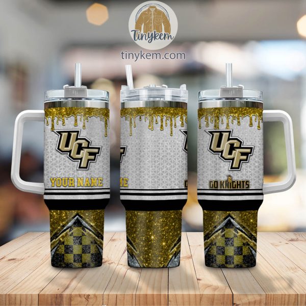 UCF Knights Glitter NCAA Custom Stanley Quencher 30oz-40oz Stainless Steel Tumbler Hot And Cold Tumbler - Image 2