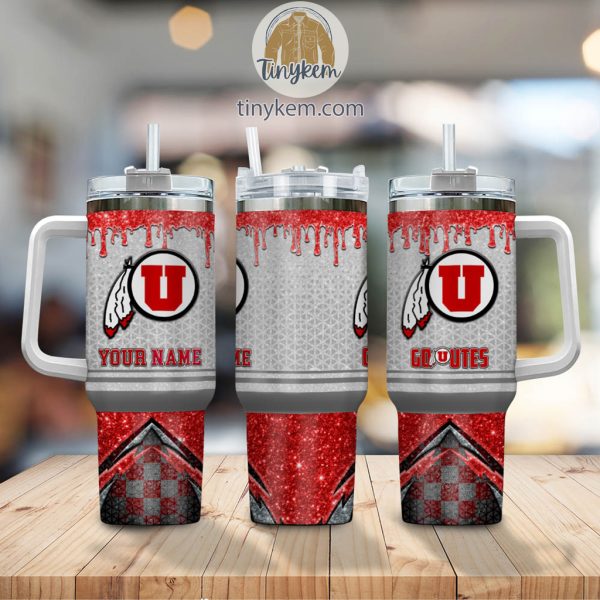 Utah Utes Glitter NCAA Custom Stanley Quencher 30oz-40oz Stainless Steel Tumbler Hot And Cold Tumbler - Image 2