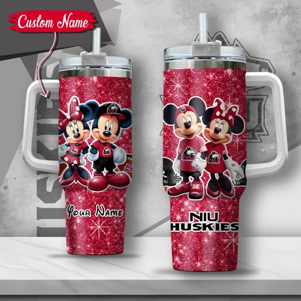 NCAA Northern Illinois Huskies Mickey And Minnie Couple Custom Stanley Quencher 30oz-40oz Stainless Steel Tumbler Hot And Cold Tumbler