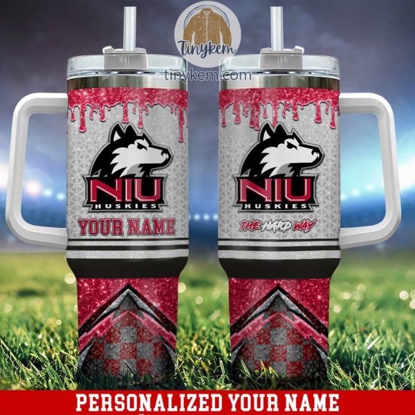 Northern Illinois Huskies Glitter NCAA Custom Stanley Quencher 30oz-40oz Stainless Steel Tumbler Hot And Cold Tumbler