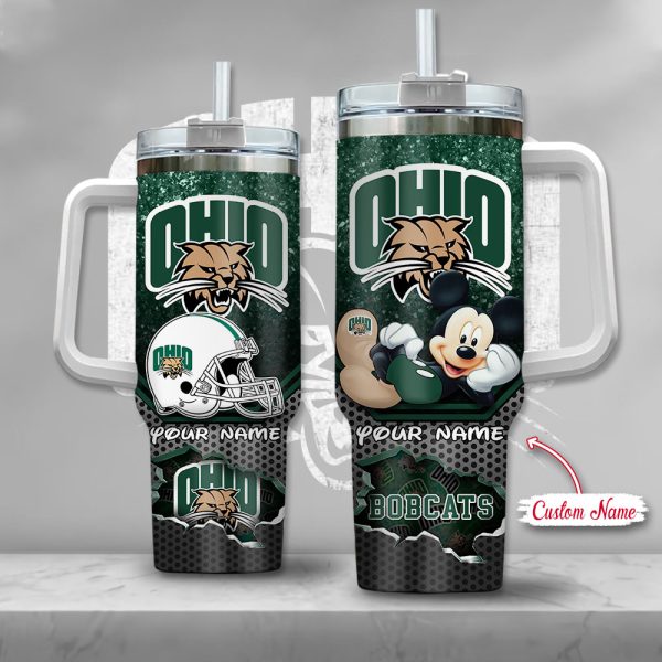 NCAA Ohio Bobcats Mickey Mouse Custom Stanley Quencher 30oz-40oz Stainless Steel Tumbler Hot And Cold Tumbler