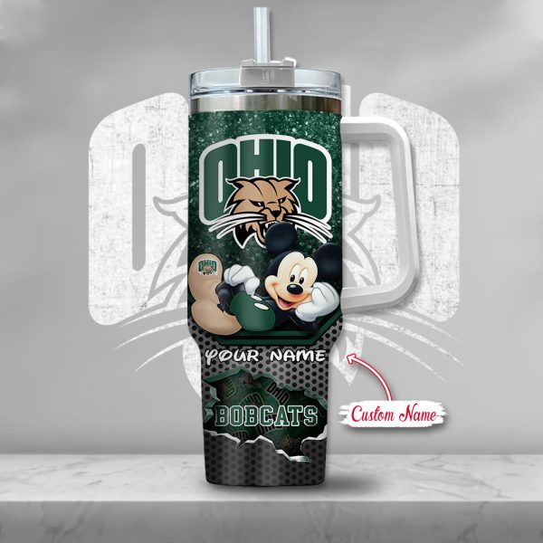 NCAA Ohio Bobcats Mickey Mouse Custom Stanley Quencher 30oz-40oz Stainless Steel Tumbler Hot And Cold Tumbler - Image 2