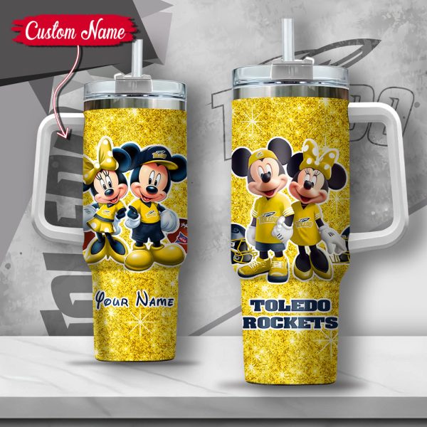 NCAA Toledo Rockets Mickey And Minnie Couple Custom Stanley Quencher 30oz-40oz Stainless Steel Tumbler Hot And Cold Tumbler