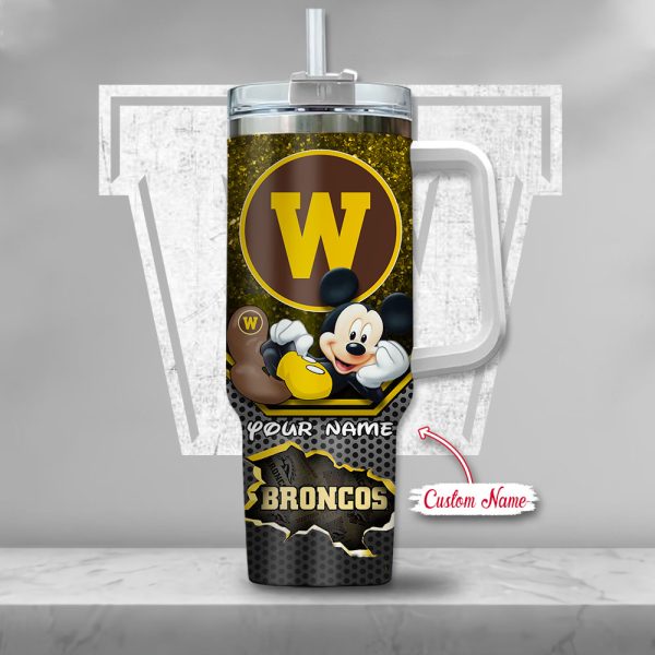NCAA Western Michigan Broncos Mickey Mouse Custom Stanley Quencher 30oz-40oz Stainless Steel Tumbler Hot And Cold Tumbler - Image 2