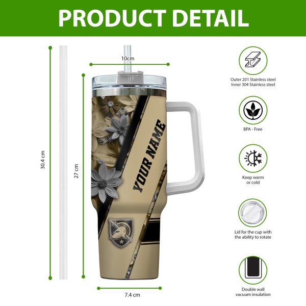 Army Black Knights NCAA Custom Stanley Quencher 30oz-40oz Stainless Steel Tumbler Hot And Cold Tumbler - Image 2