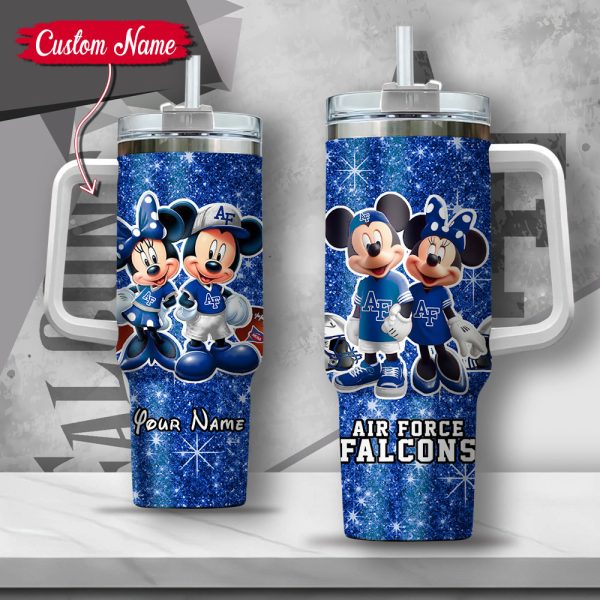 NCAA Air Force Falcons Mickey And Minnie Couple Custom Stanley Quencher 30oz-40oz Stainless Steel Tumbler Hot And Cold Tumbler