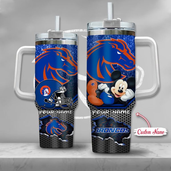 Boise State Broncos NCAA Mickey Mouse Custom Stanley Quencher 30oz-40oz Stainless Steel Tumbler Hot And Cold Tumbler