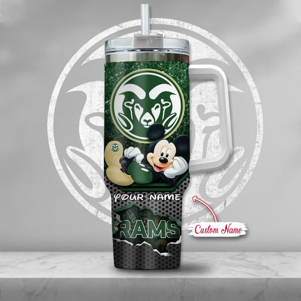 NCAA Colorado State Rams Mickey Mouse Custom Stanley Quencher 30oz-40oz Stainless Steel Tumbler Hot And Cold Tumbler - Image 2
