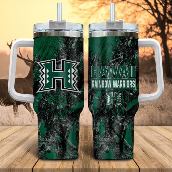 Hawaii Rainbow Warriors NCAA Hunting Custom Stanley Quencher 30oz-40oz Stainless Steel Tumbler Hot And Cold Tumbler
