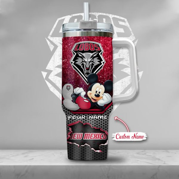 NCAA New Mexico Lobos Mickey Mouse Custom Stanley Quencher 30oz-40oz Stainless Steel Tumbler Hot And Cold Tumbler - Image 2