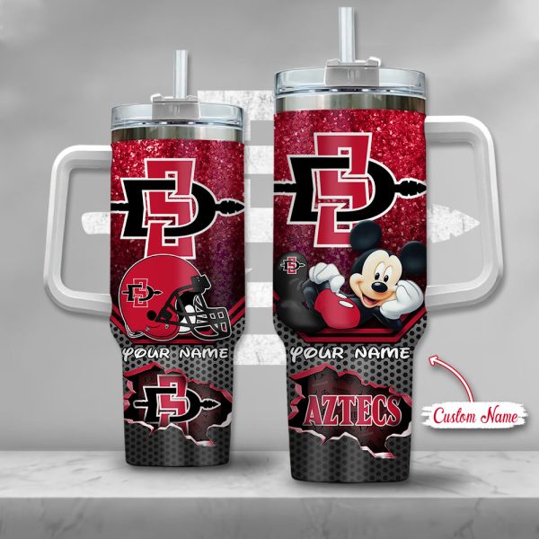 NCAA San Diego State Aztecs Mickey Mouse Custom Stanley Quencher 30oz-40oz Stainless Steel Tumbler Hot And Cold Tumbler