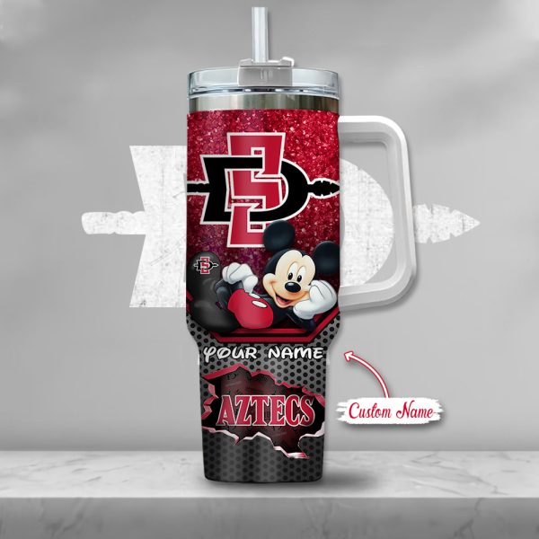NCAA San Diego State Aztecs Mickey Mouse Custom Stanley Quencher 30oz-40oz Stainless Steel Tumbler Hot And Cold Tumbler - Image 2
