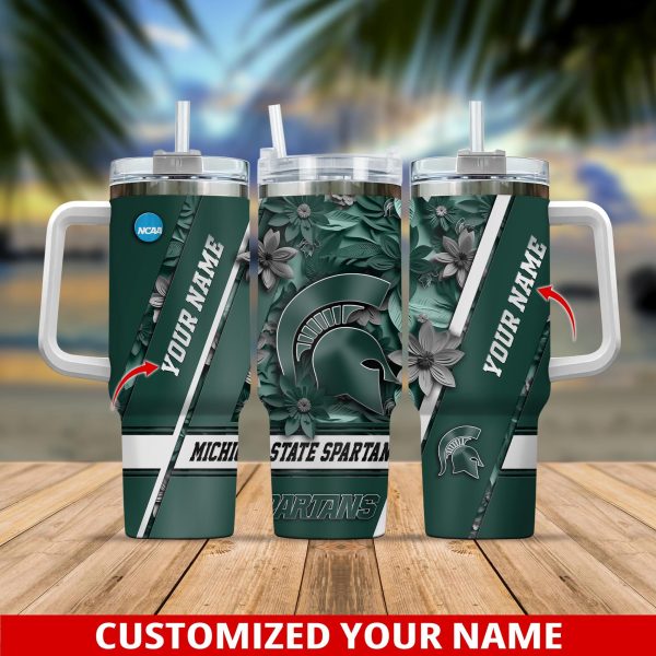 Michigan State Spartans NCAA Custom Stanley Quencher 30oz-40oz Stainless Steel Tumbler Hot And Cold Tumbler
