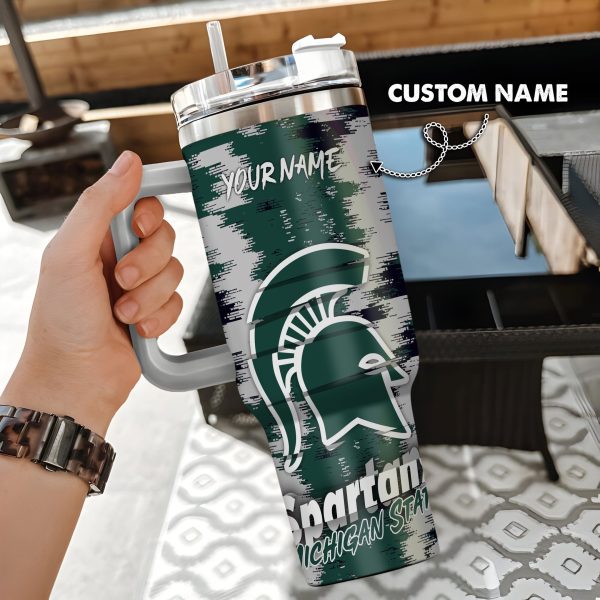 Michigan State Spartans NCAA Custom Stanley Quencher 30oz-40oz Stainless Steel Tumbler Hot And Cold Tumbler